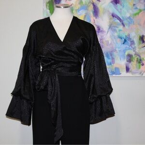 Keepsake the Label | Keepsake | Black Long Sleeve Wrap around Blouse